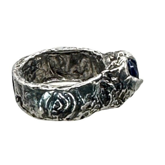 Artisan Cushion 10mm Crystal Boho Ring Crafted with Silver Blend Metalwork Sz 7 - Picture 12 of 17